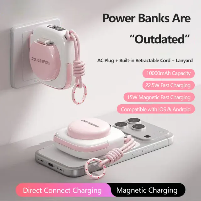 T29B - New 6-in-1 Retractable Cord PD Power Bank