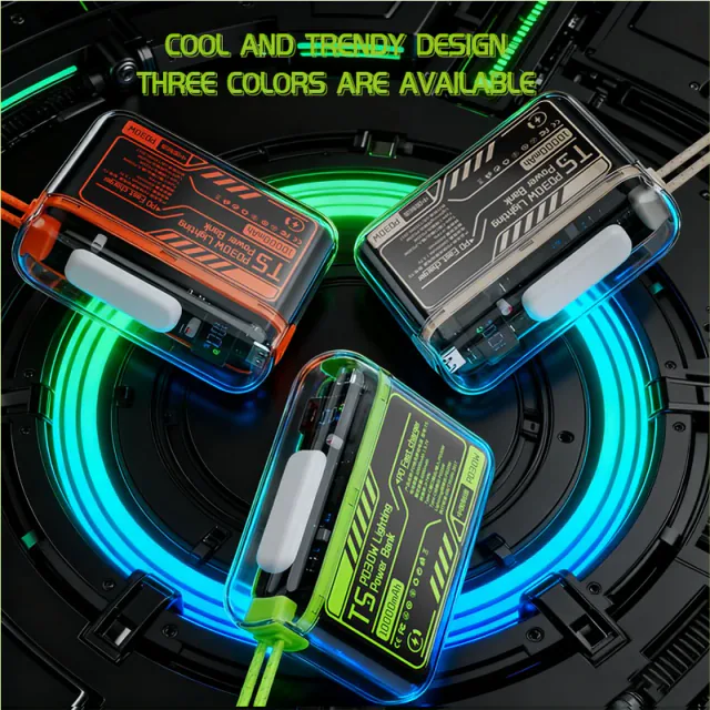 T5 - Built-in Dual Cable Transparent PD30W Fast Charge Power Bank