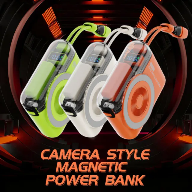 T6 - Built-in Dual Cable Transparent Magnetic Wireless Power Bank